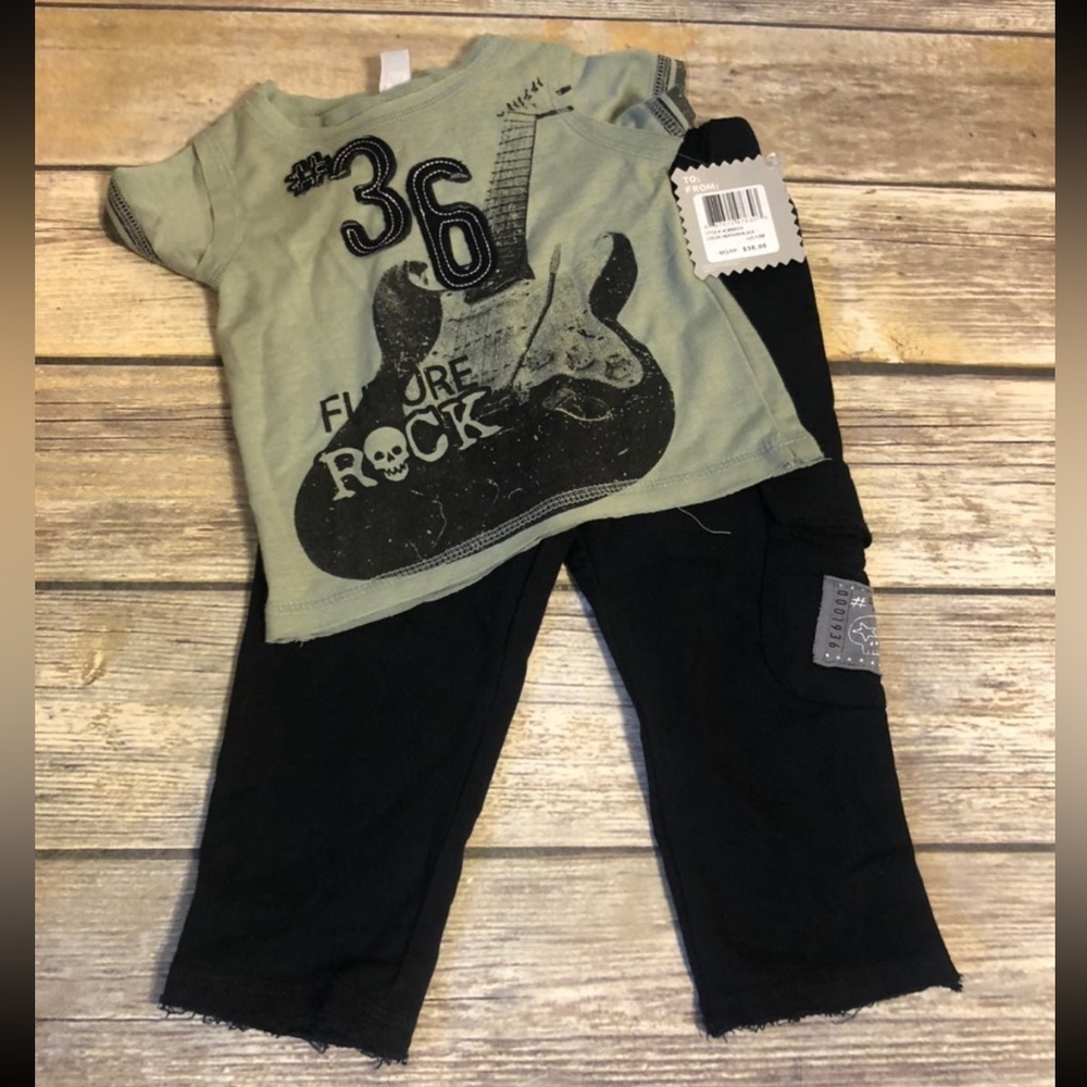 Amy coe future rock Tee and Black Pants Set
